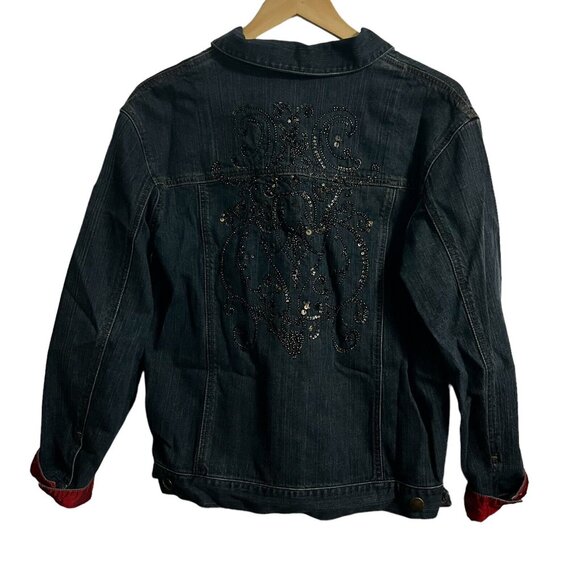 Chico’s Jean Jacket Women’s Bling embellished size 1 Medium - Picture 2 of 7